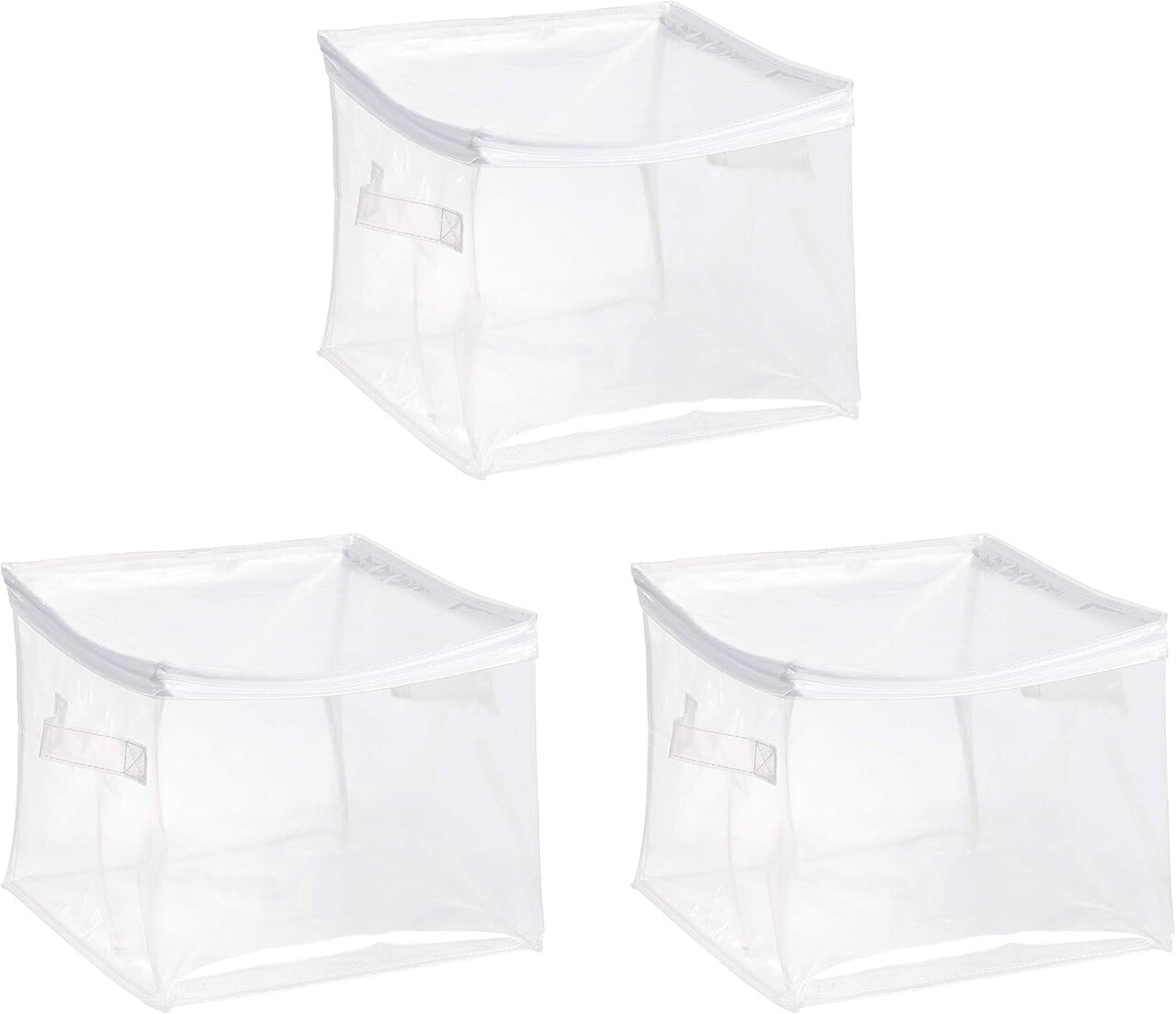 3-Pack Clear Zippered Storage Organizers (Clear) 11.5"L x 11"W x 9.5"H
